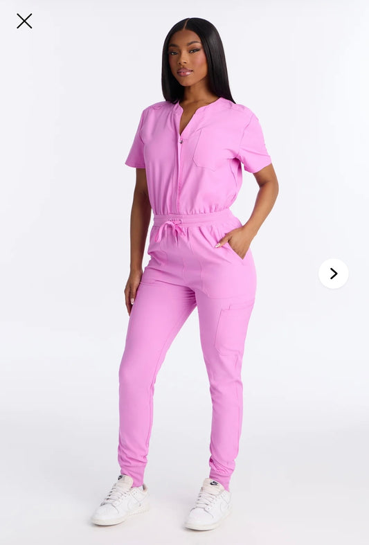 Pink Scrub Jumpsuit